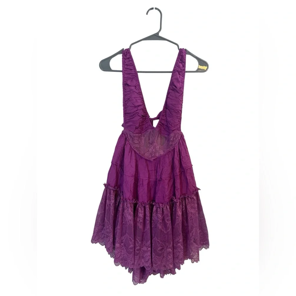 Free People Spring Fling Lace Romper Radiant Orchid Purple XS - Picture 9 of 14
